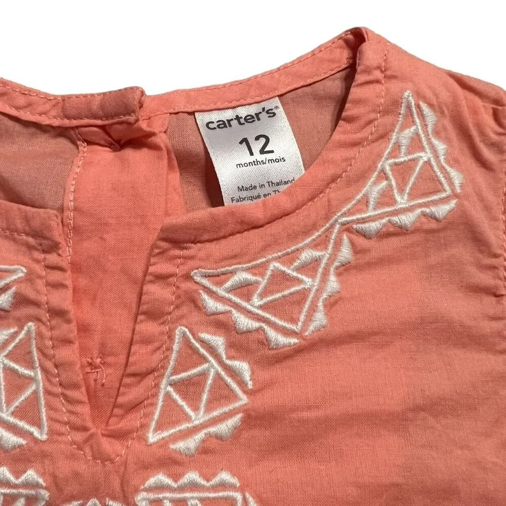 Carter's 12m Coral Embroidered Tunic Top